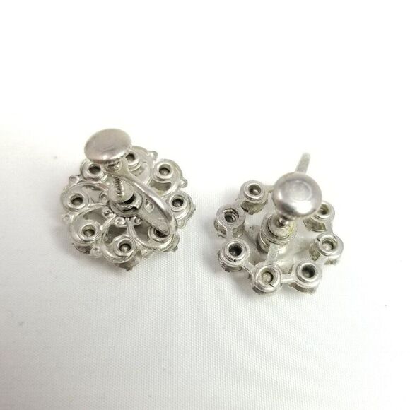 Vintage Masonic Eastern Star Rhinestone Enamel Clip On Earrings, Estate - Picture 3 of 6